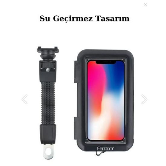 Motosiklet Gidon ve Bisiklet Aynasına Takılan Fuchsia Siyah Telefon Tutucusu